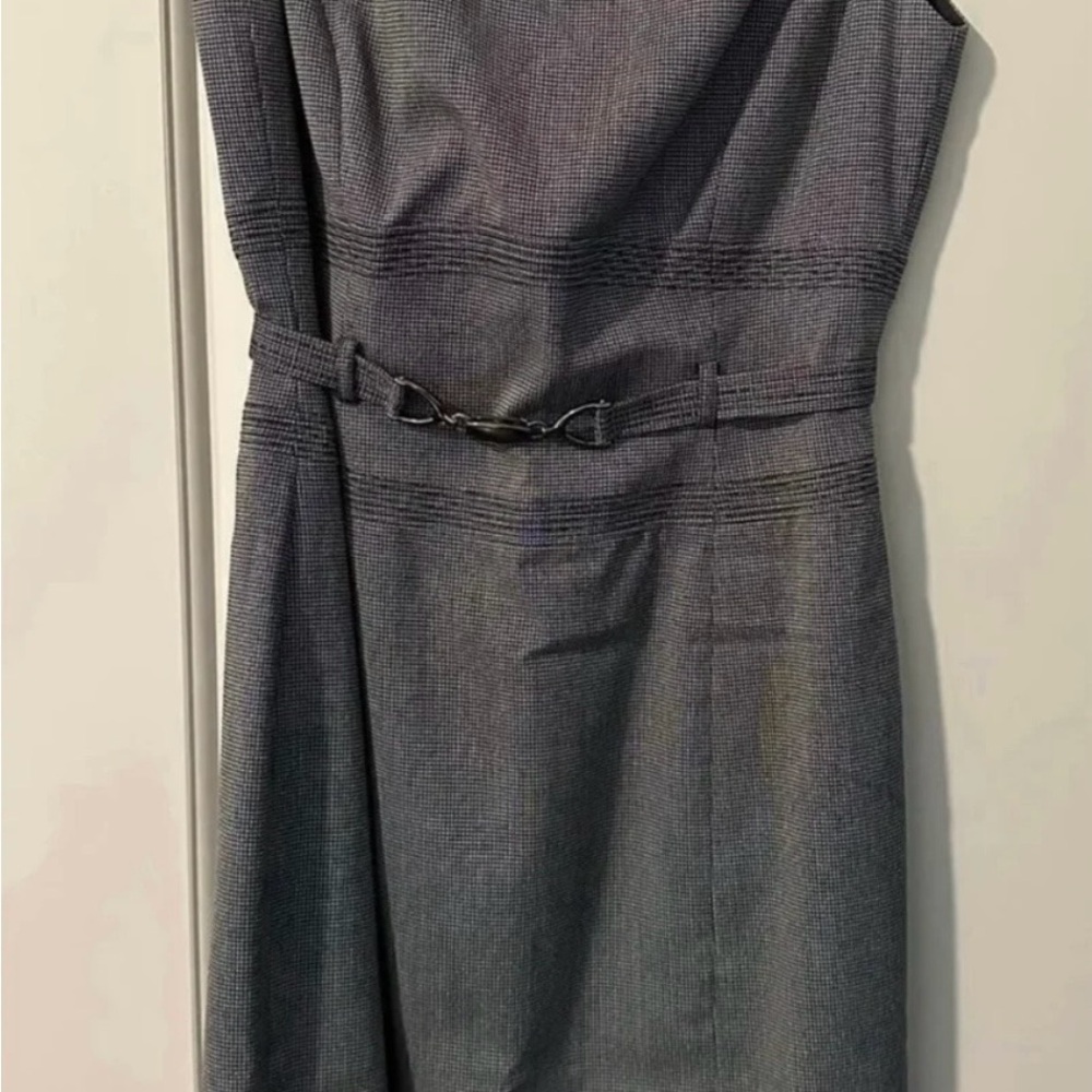 Tahari Gray Belted Midi Dress With Blazer